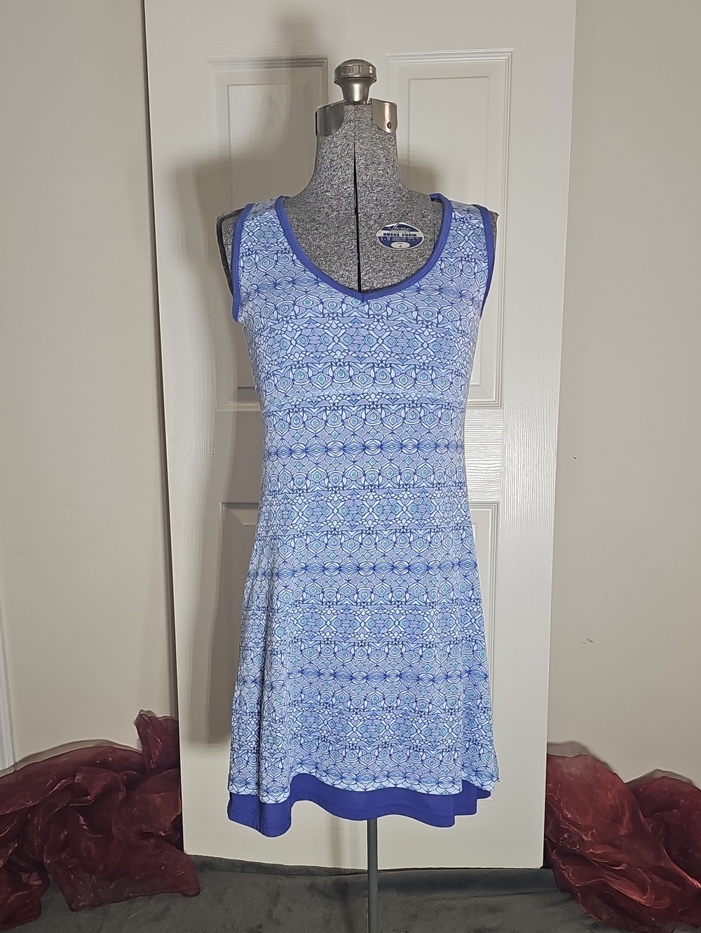 Marmot Blue White Organic Cotton Blend Lined Athletic Active Dress XS
